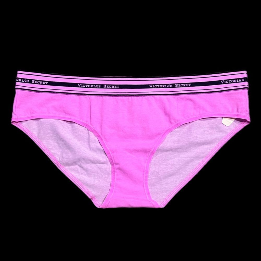 Victoria’s Secret cotton hiphugger panty logo on elastic waistband Pink Medium